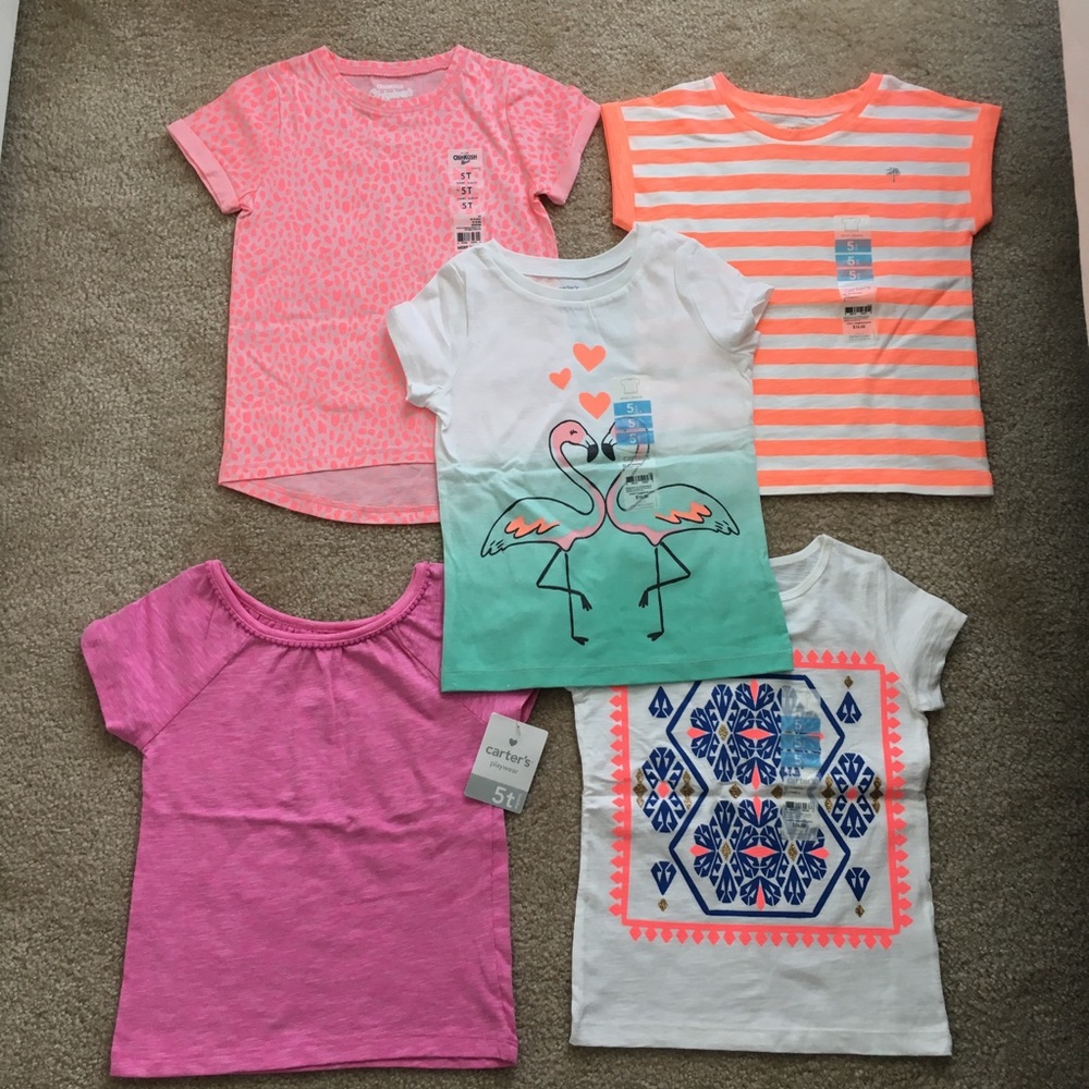 NWT Carters / OshKosh Girls 5T t-shirts lot of 5